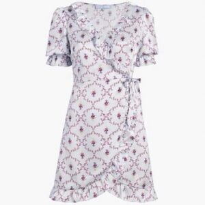 Hill House Home - Nima Dress - Cabernet Trellis Silk w Ruffles - Size M - NWOT